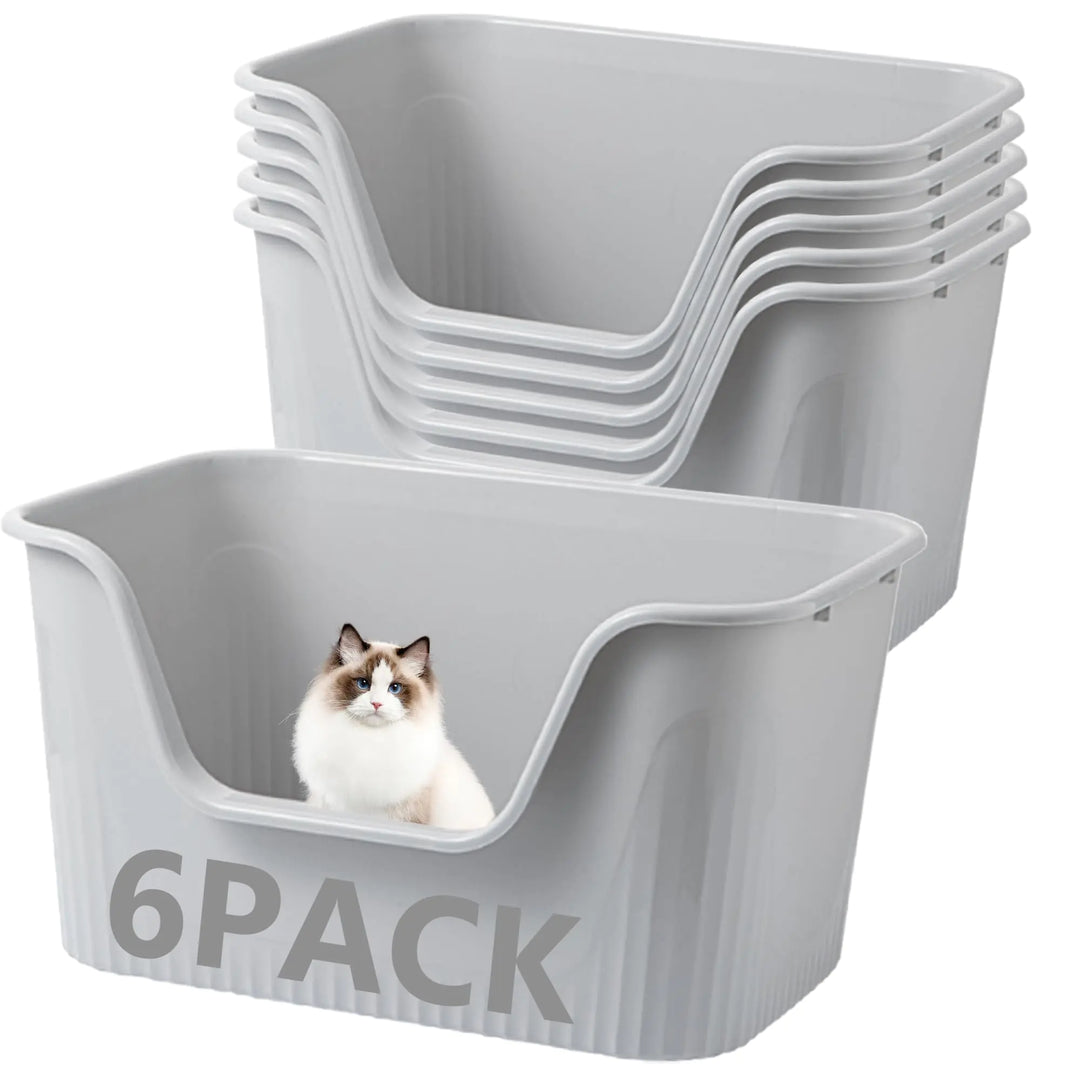 6-Pack XXL Jumbo Litter Boxes – High-Sided, Extra Large (30.9" x 21.5" x 16.1")