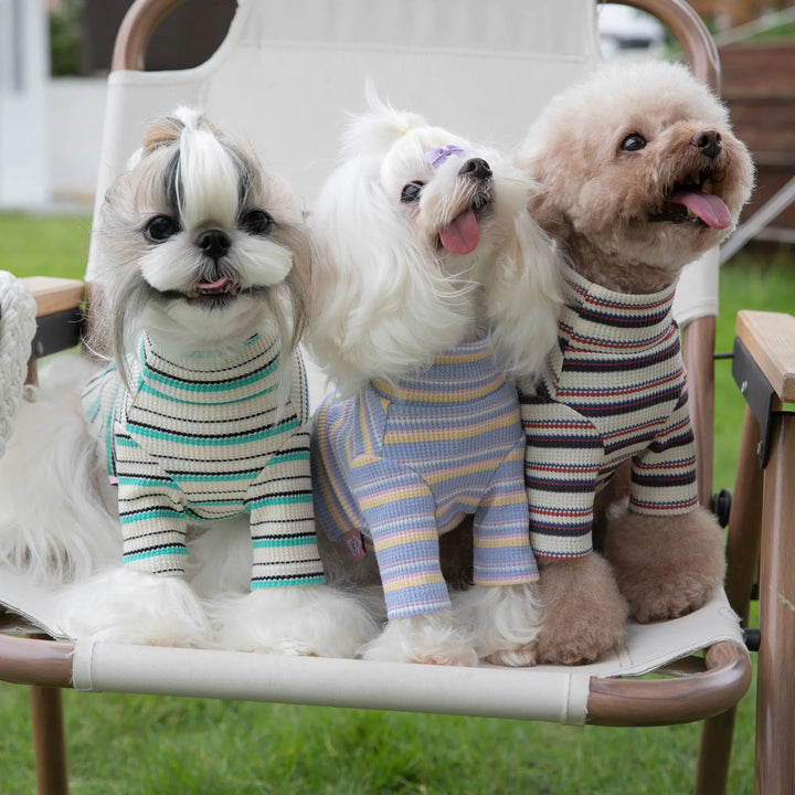 Cozy Striped Waffle Pet Pullover
