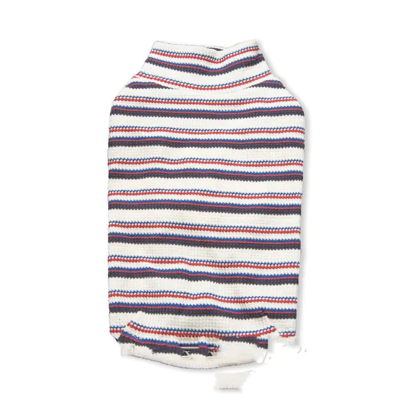 Cozy Striped Waffle Pet Pullover