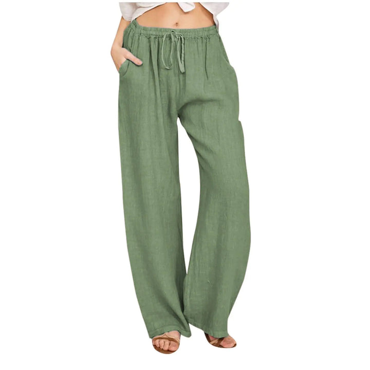 Breezy Linen Palazzo Pants – High Waist, Wide Leg, with Pockets