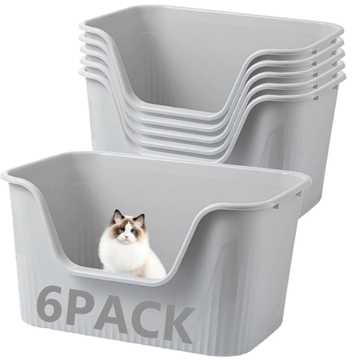 6-Pack XXL Jumbo Litter Boxes – High-Sided, Extra Large (30.9" x 21.5" x 16.1")