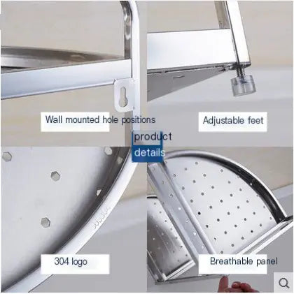 Stainless Steel Kitchen Shelf Organizer - Corner